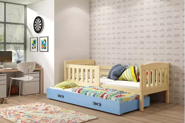 Cubus 2 Bed with two mattresses 200x90 pine/blue