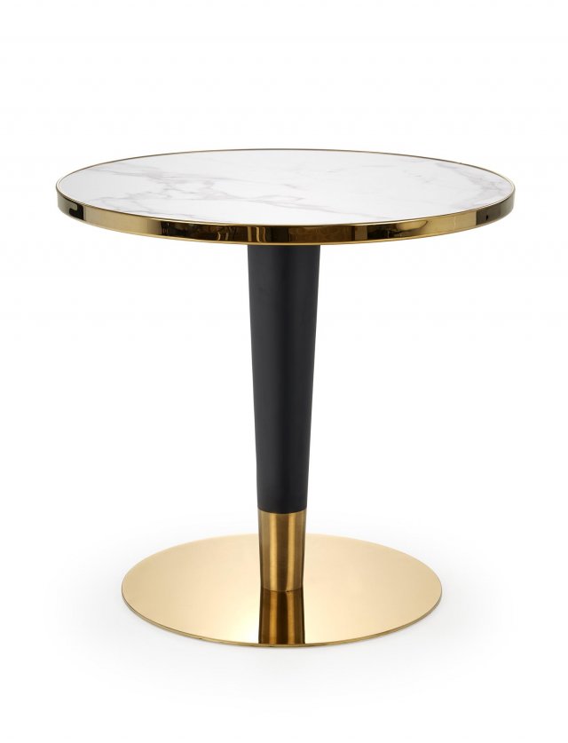 MORATA Round Table White marble/black/gold