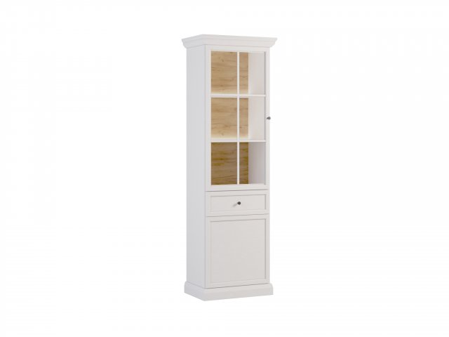 Lucca- W2D1S Glass-fronted cabinet with lighting with 1 drawer and 2 doors