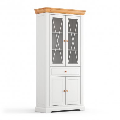 Marone Elite White/pine PLMEL02 Standvitrine 2-türig Weiß/Kiefer