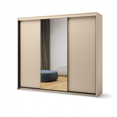 TREND TS-02 Sliding wardrobe with LED lighting,Beige sand/black