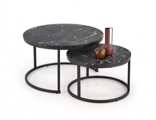 JAVA 2x Set of coffee tables black marble / black