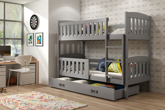 Cubus 2 Bunk bed with mattress 190x90 graphite