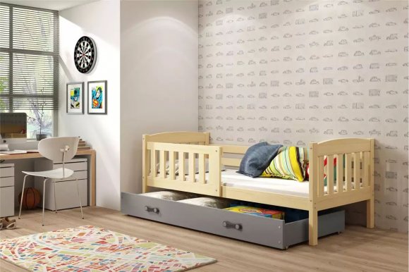 Cubus 1 Kinderbett 200x90 cm mit Matratze und Schublade,Kiefer