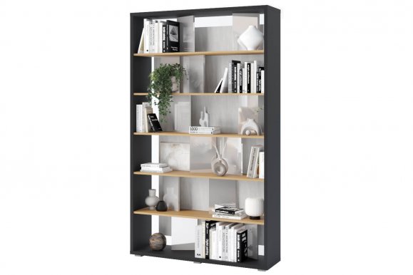 FITT FP1GDP-shelf with lighting-graphite/linear oak/nature/grey gloss