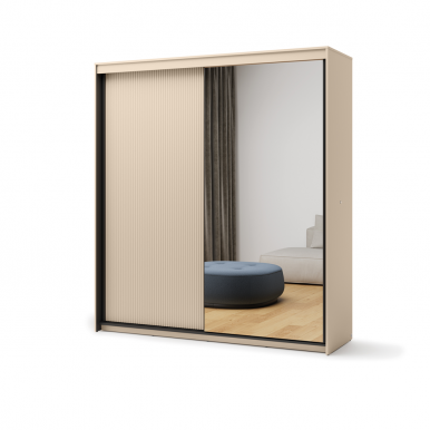 TREND TS-01 Sliding wardrobe with LED lighting,Beige sand/black