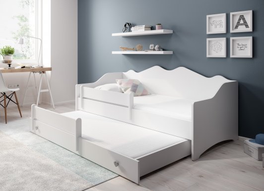 Double bed with mattresses 160x80,Gray,White