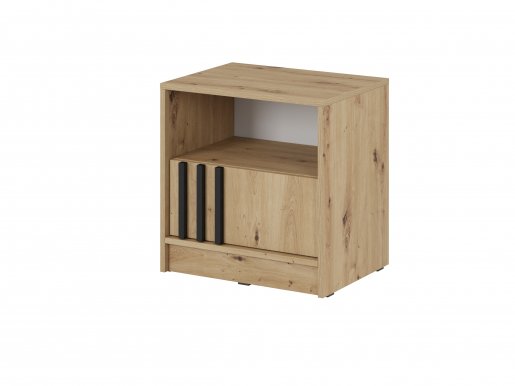 NELLY S51 Ночной шкафчик (дуб artisan/черная ламель)