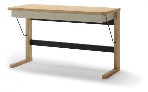 OLLIE OL-06 Desk with two drawers,oiled oak/cashmere