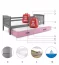 Cubus 2 Kinderbett 200x90 cm mit 2 Matratzen,Graphit/Rosa