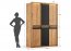 Ravello ZIRAV03D01SZ Wardrobe 3-door wardrobe 156 cm solid oak, oiled/black glass