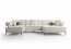 VIVIENE U Shape Corner sofa (CREME – Lambi 08 + brown eco-leather piping)