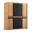 Ravello ZIRAV04D02SZ Wardrobe 4-door wardrobe 206 cm solid oak, oiled/black glass